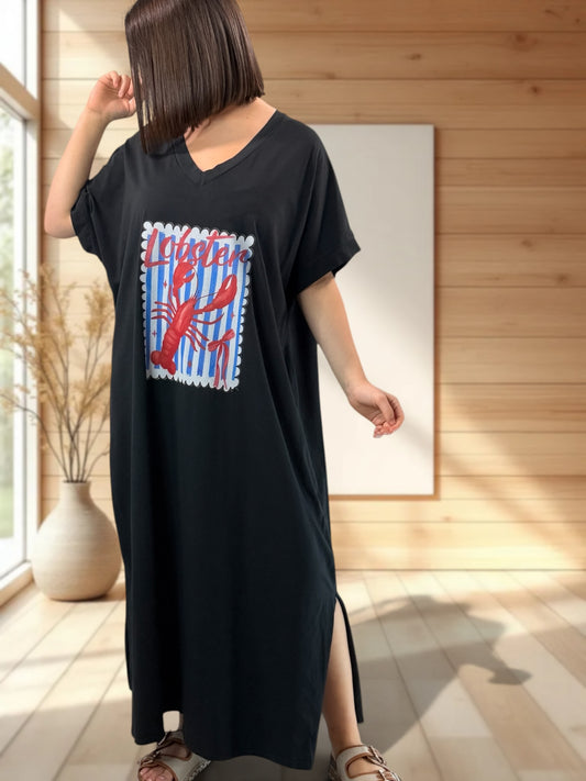 ST TROPEZ - ROBE NOIRE EN COTON JUSQU'A LA TAILLE 54/56