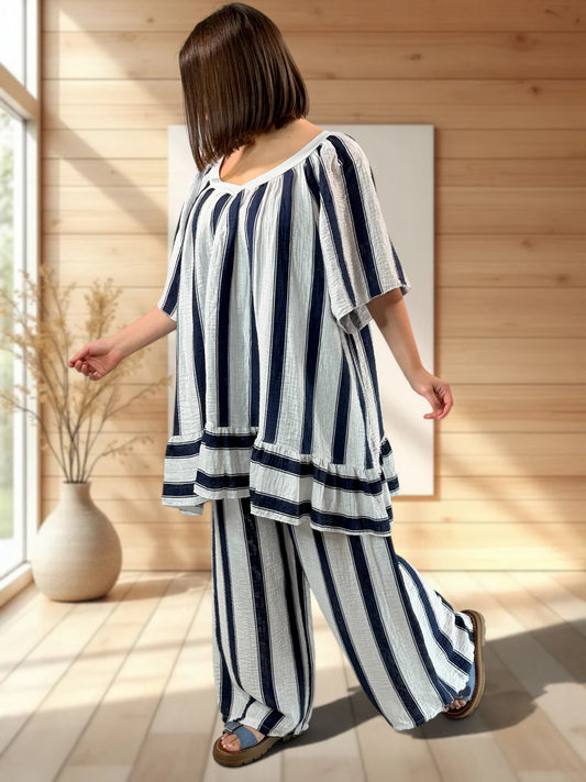 ANATOLIA - TUNIQUE A RAYURE MARINE JUSQU'A LA TAILLE 56