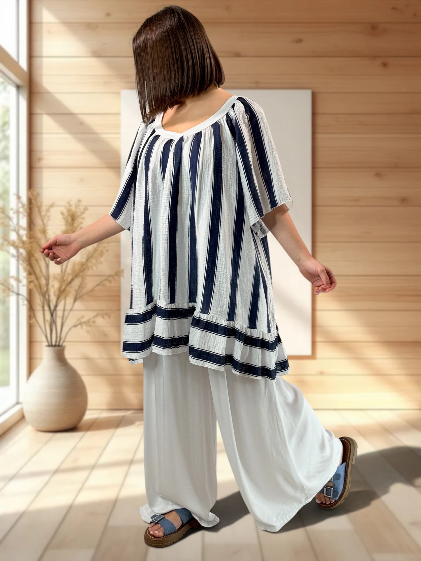 FLAVIO - PANTALON FLUIDE BLANC JUSQUA LA TAILLE 52/54
