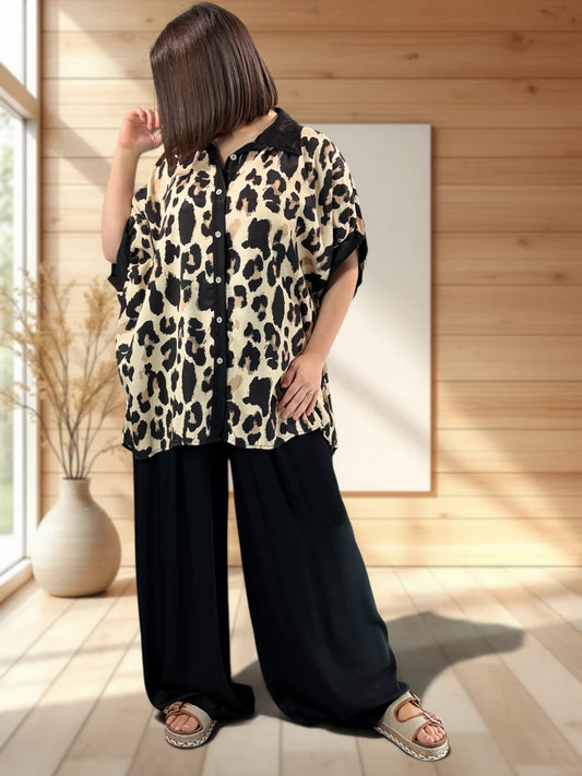 CLEMENCE - TUNIQUE OVERSIZE LEOPARD JUSQU'A LA TAILLE 56