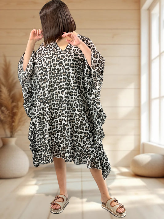 FELINE - ROBE LEOPARD OVERSIZE JUSQU'A LA TAILLE 58