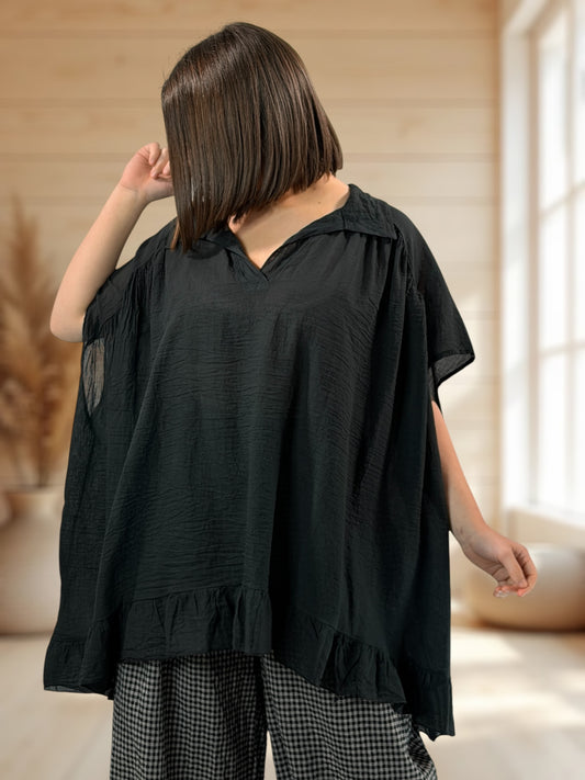 AROME - TUNIQUE NOIRE EN COTON JUSQU'A LA TAILLE 56