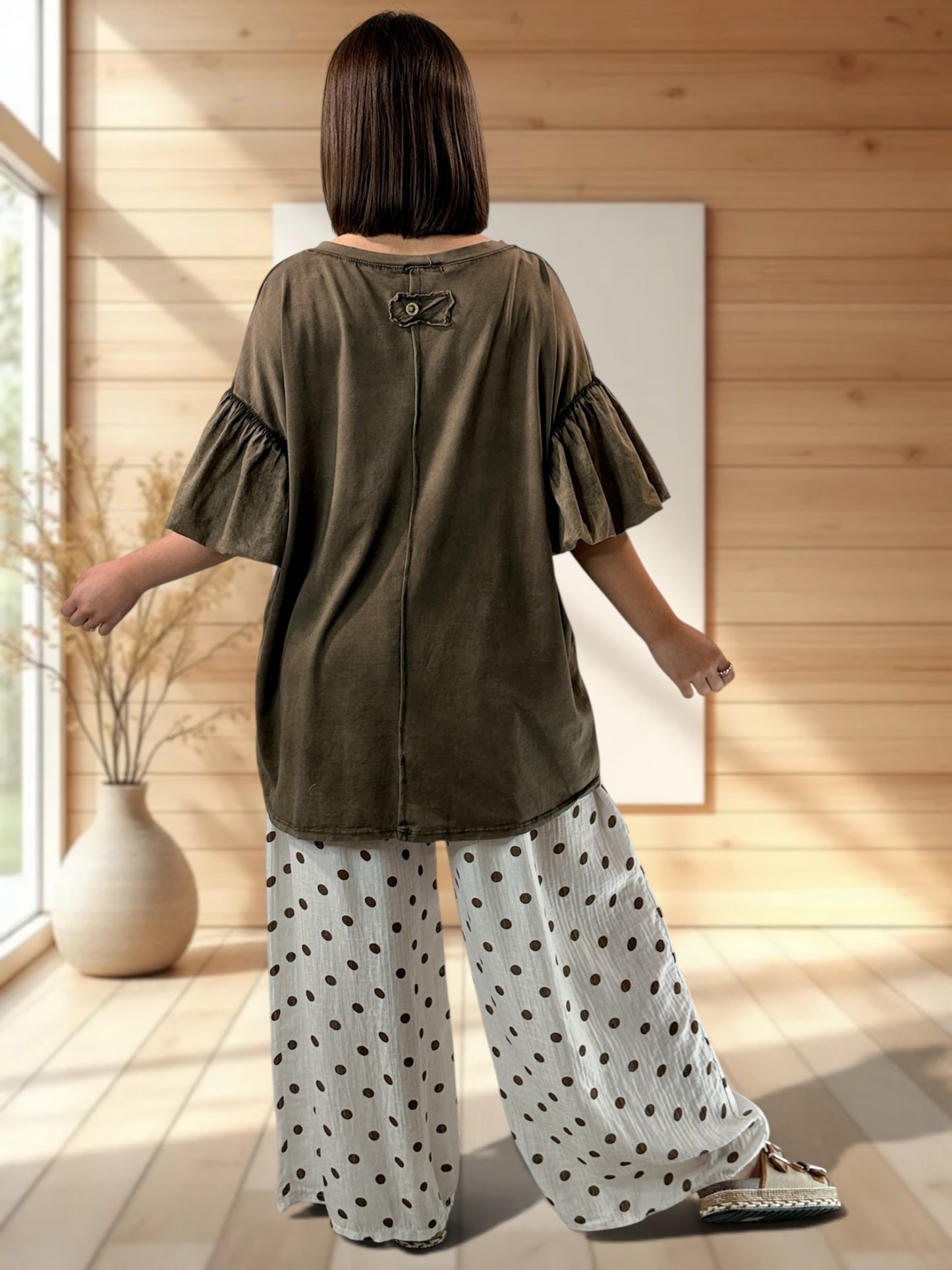 JIMMY - TEE-SHIRT OVERSIZE MARRON JUSQU'A LA TAILLE 54