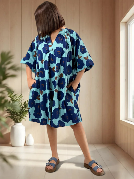 HORTENCE - ROBE A MOTIF JUSQU'A LA TAILLE 54/56