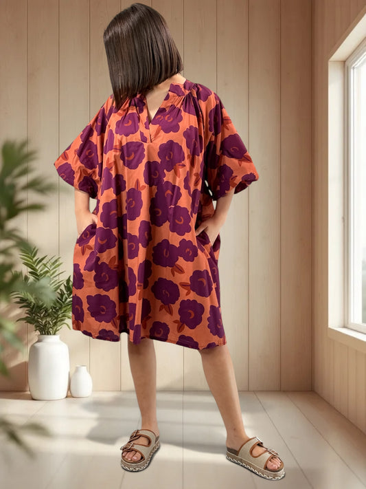 HORTENCE - ROBE A MOTIF JUSQU'A LA TAILLE 54/56