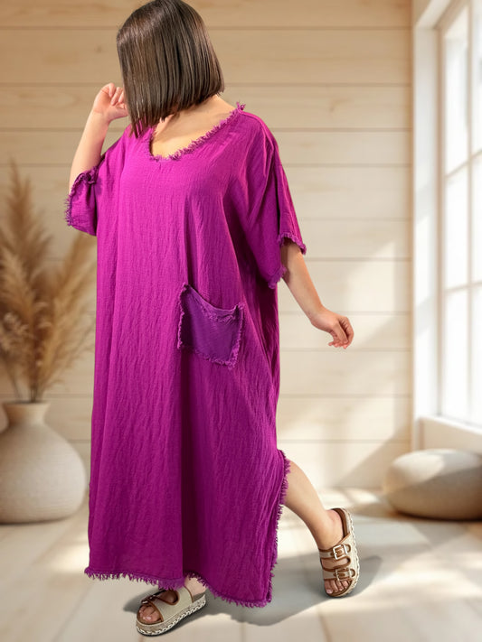 ABBY - ROBE OVERSIZE CYCLAMEN 1 POCHE JUSQU'A LA TAILLE 54