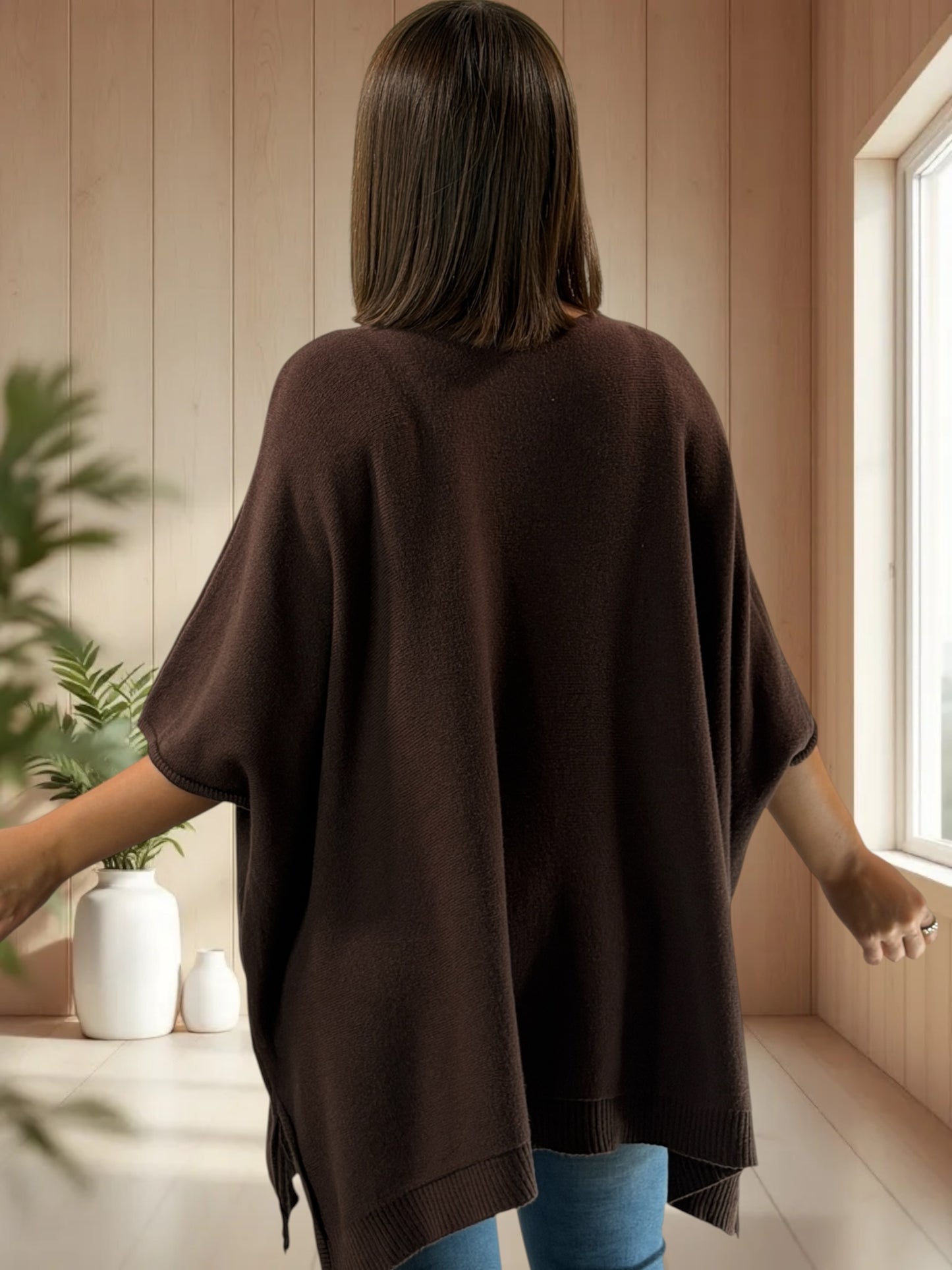 MILLO - PULL OVERSIZE MARRON JUSQU'A LA TAILLE 60