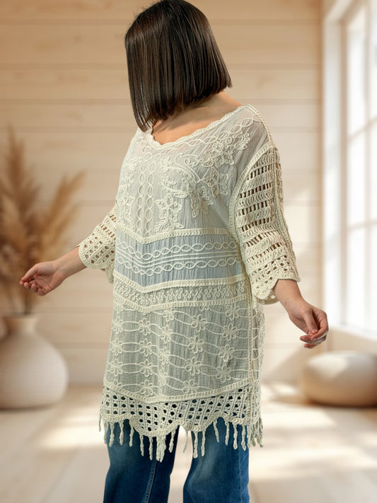 ADELINE - TUNIQUE BEIGE JUSQU'A LA TAILLE 46