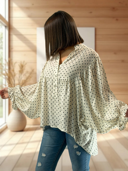 DONATA - BLOUSE BLANC CASSE AVEC SOIE JUSQU'A LA TAILLE 52/54