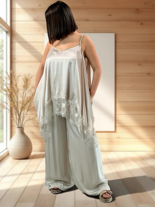 FLAVIO - PANTALON FLUIDE BEIGE JUSQUA LA TAILLE 52/54