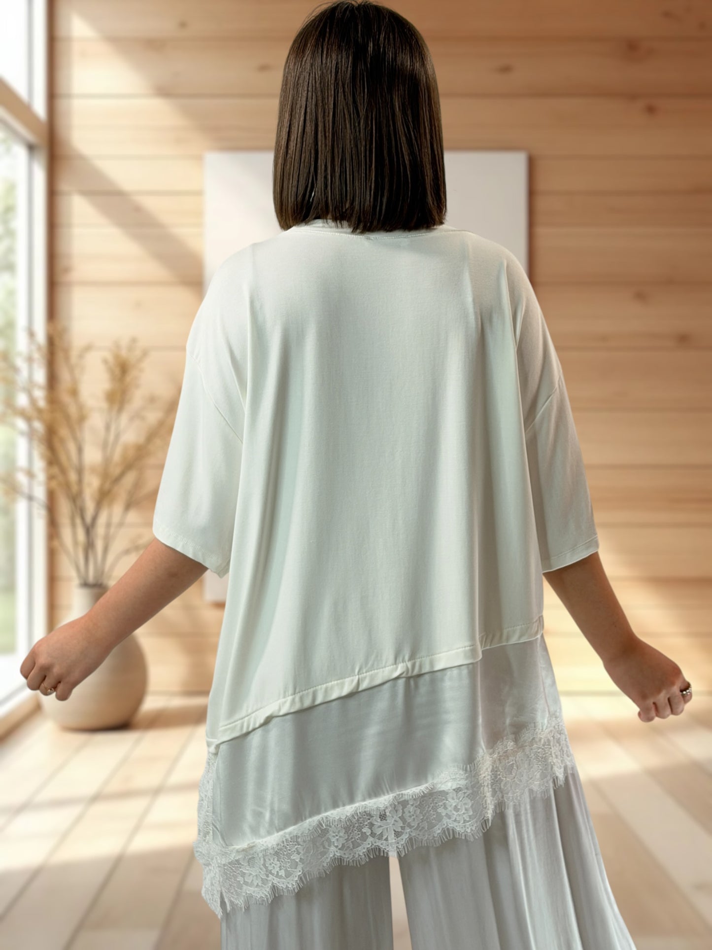 ANOUSHKA - TOP OVERSIZE BLANC JUSQU'A LA TAILLE 52