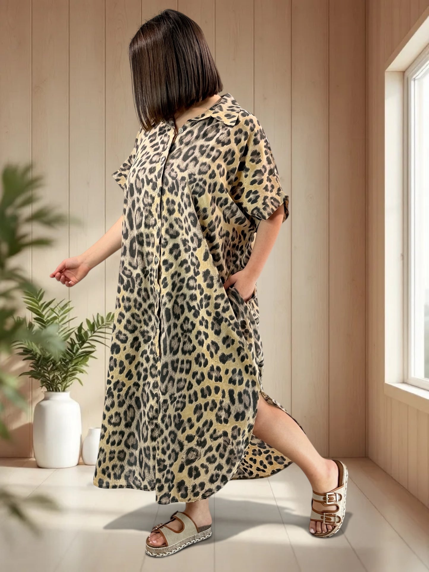 IBIZA - ROBE OVERSIZE LEOPARD JUSQU'A LA TAILLE 52/54