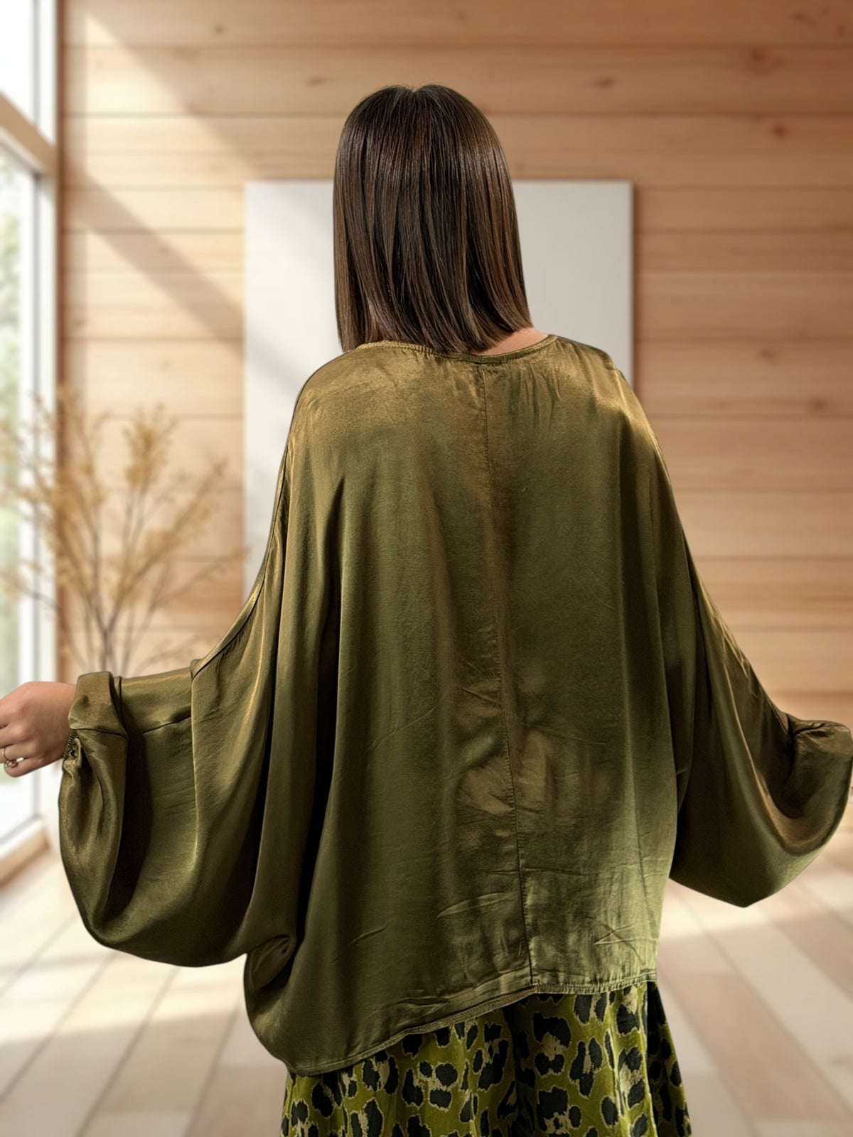 AMBROSIA - BLOUSE VERTE EFFET SOYEUSE JUSQU'A LA TAILLE 56