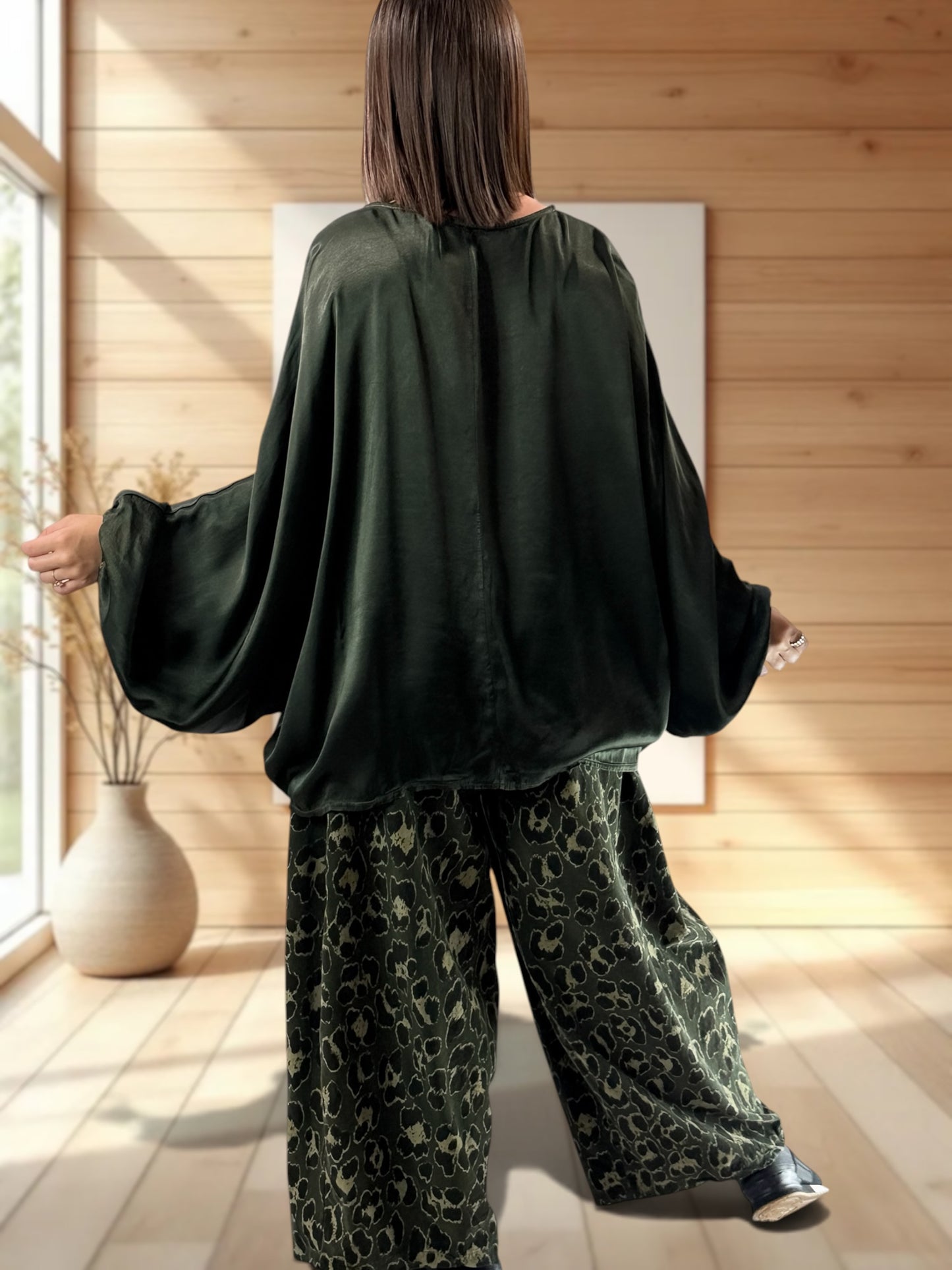 AMBROSIA - BLOUSE KAKI EFFET SOYEUSE JUSQU'A LA TAILLE 56