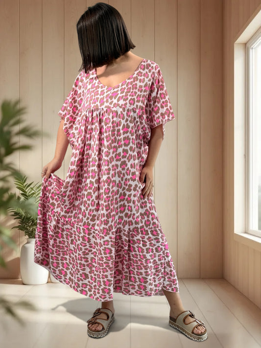 ROSITA - ROBE LEOPARD JUSQU'A LA TAILLE 54