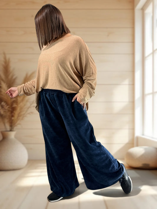 MARVIN - PANTALON EN VELOURS MARINE TAILLE 46 A 54