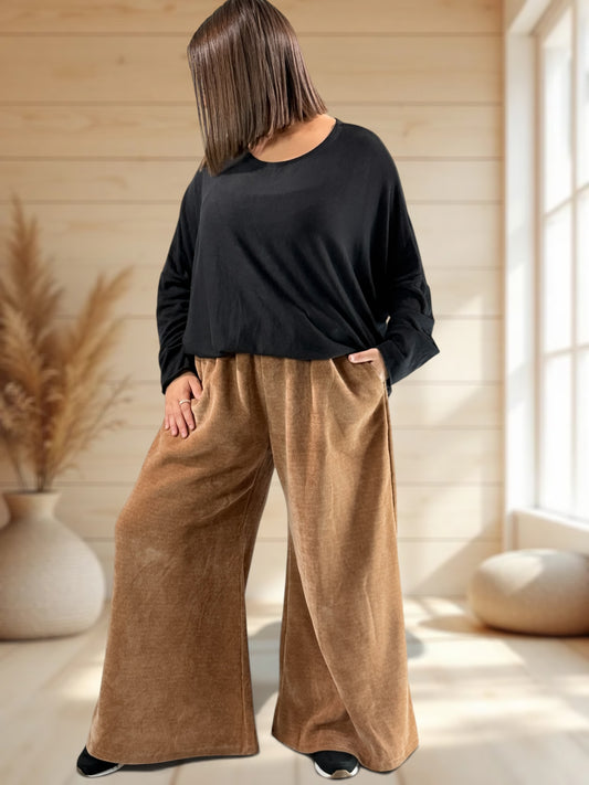 MARVIN - PANTALON EN VELOURS CAMEL TAILLE 46 A 54