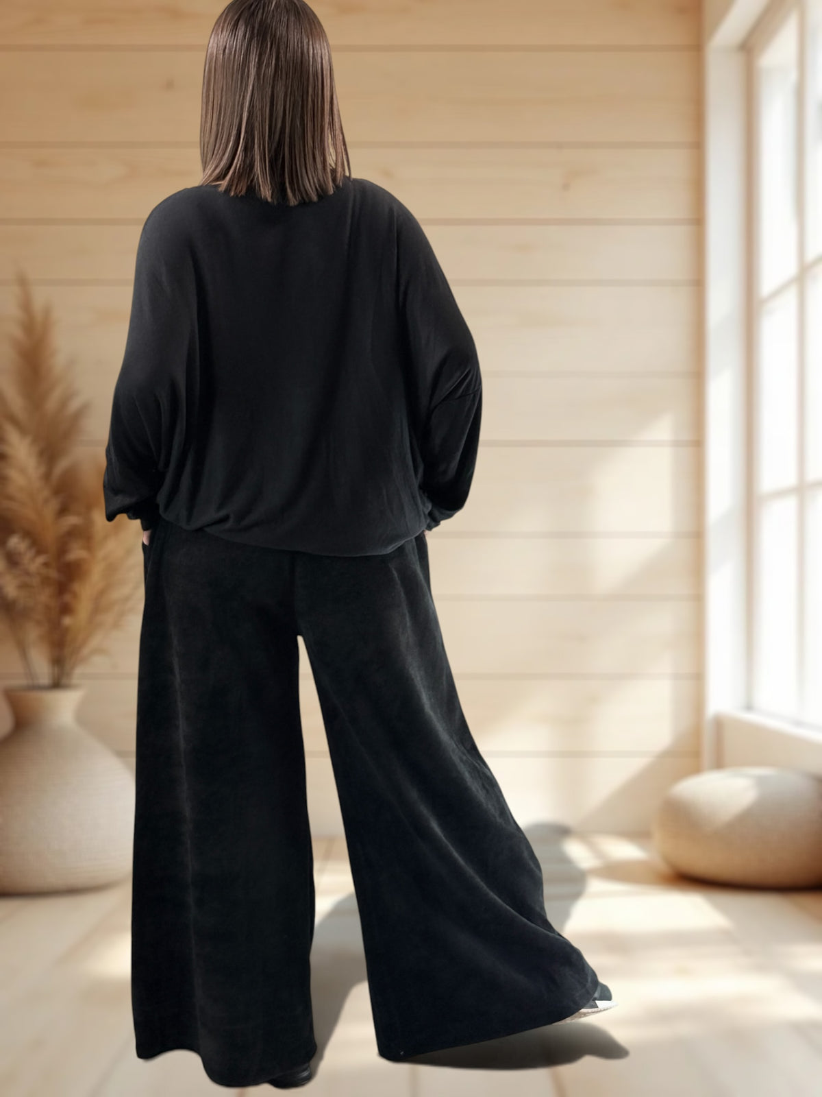 MARVIN - PANTALON EN VELOURS NOIR TAILLE 46 A 54