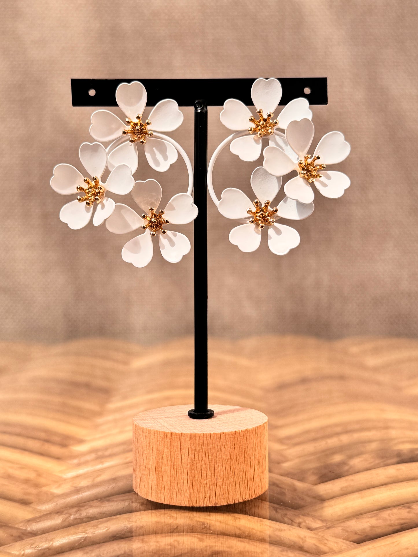 ROMANTIQUE - BOUCLES D'OREILLES BOHEME BLANCHE