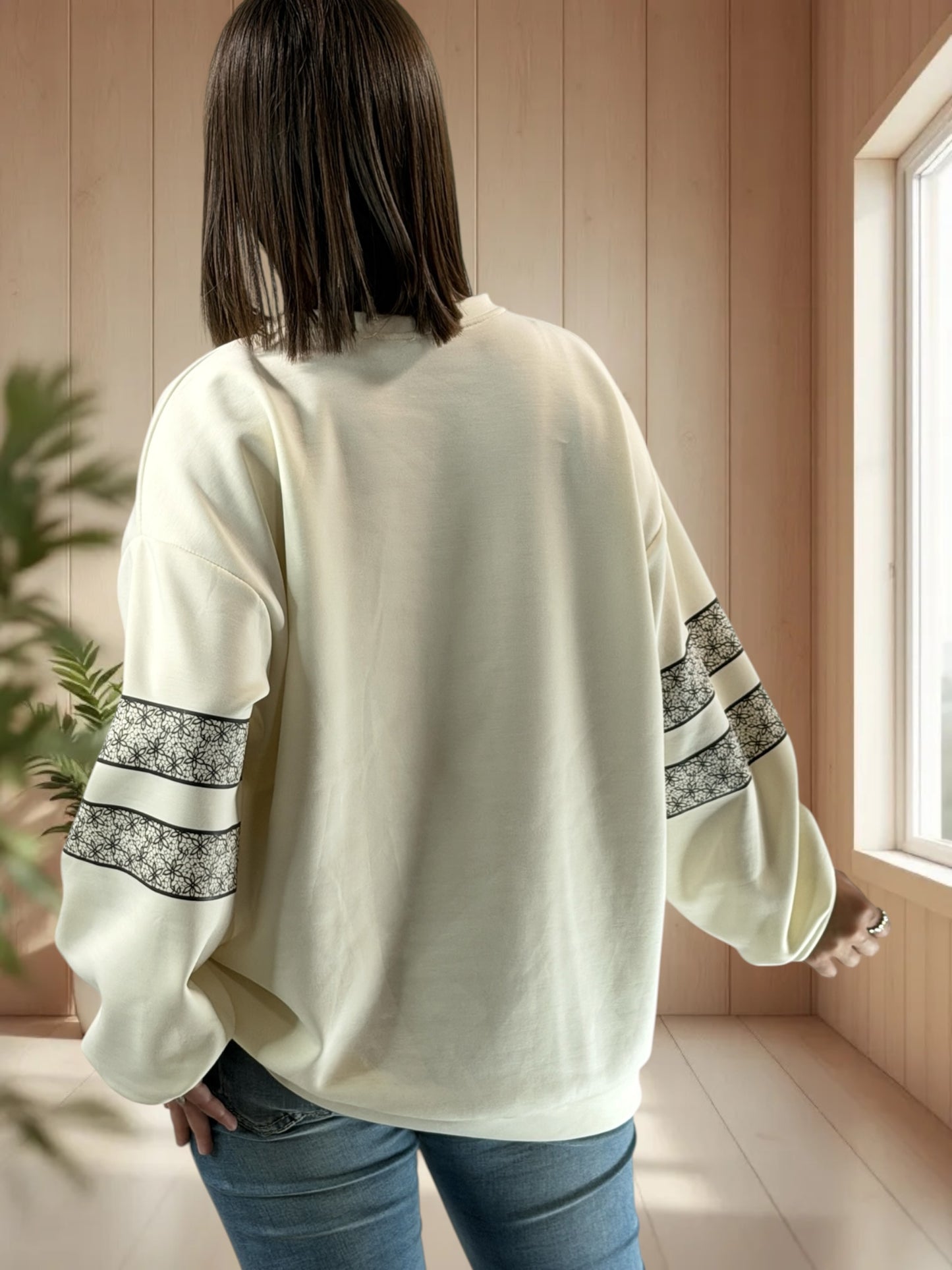 BEVERLY - SWEAT BLANC CASSE JUSQU'A LA TAILLE 52/54