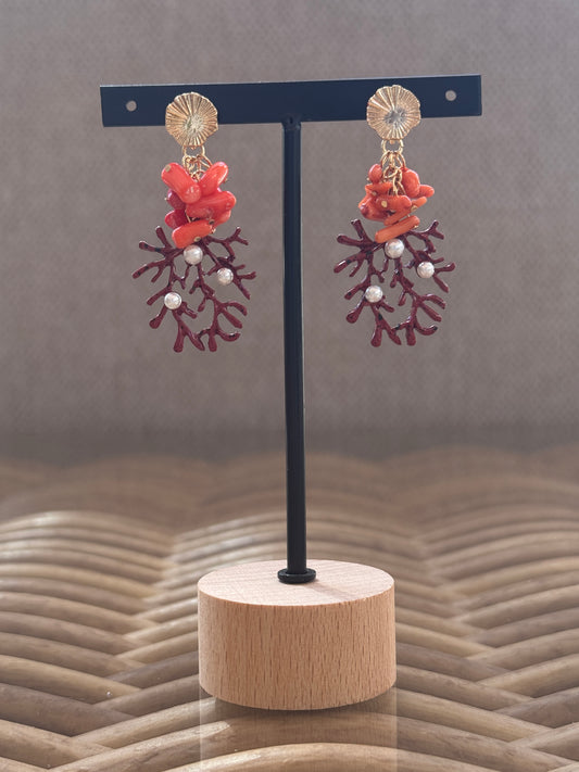 CORAIL - BOUCLES D'OREILLES BOHEME