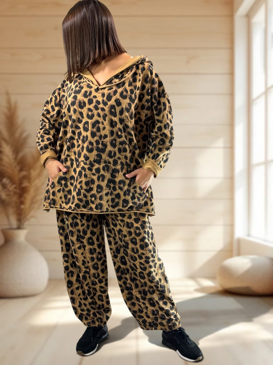 SERGIO - PANTALON SPORTSWEAR LEOPARD CAMEL TAILLE 46 A 54