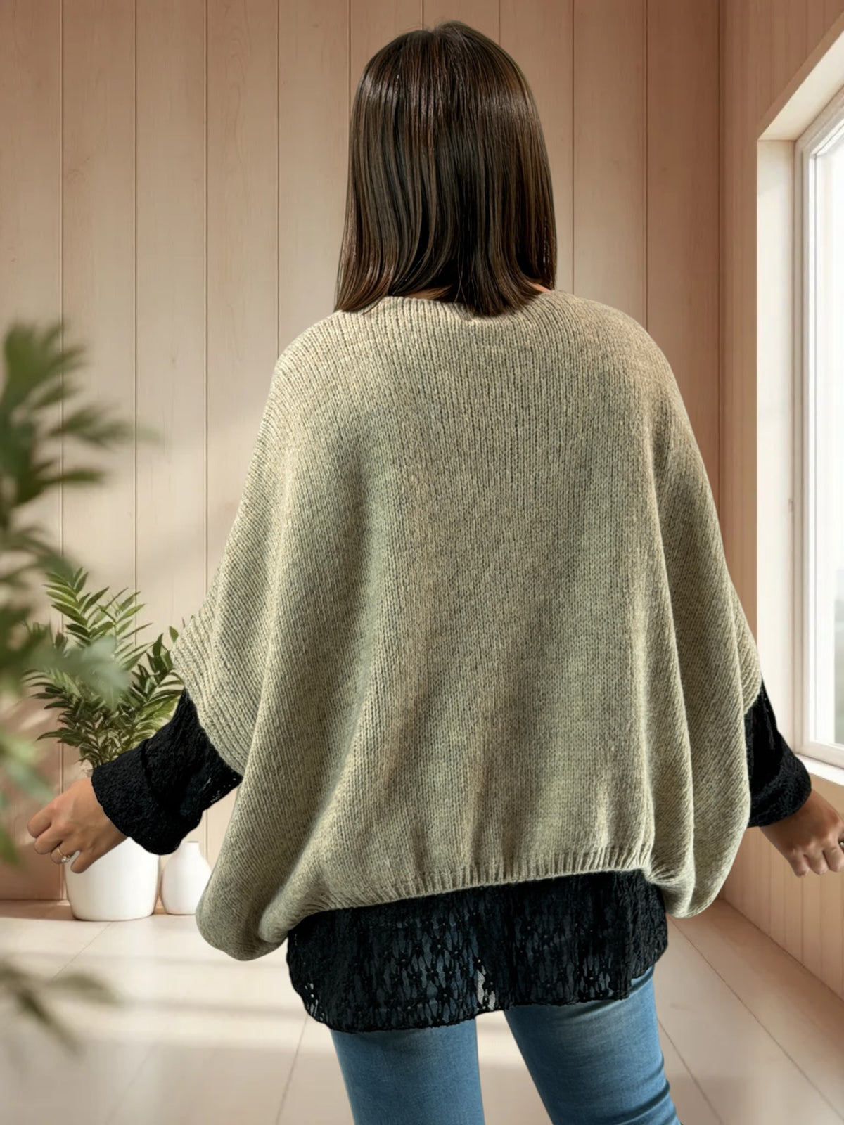 MADISON - GILET OVERSIZE TAUPE JUSQU'A LA TAILLE 56