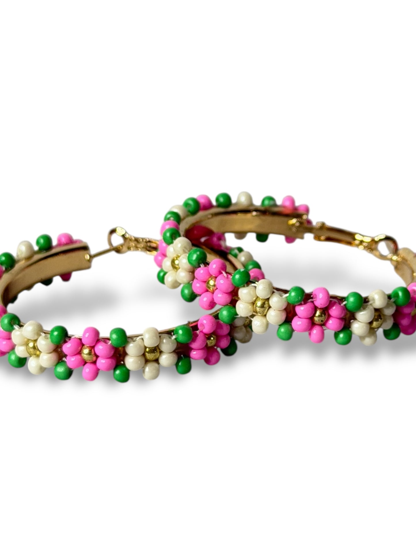 CORALINE - BOUCLES D'OREILLES CREOLES AVEC FLEUR