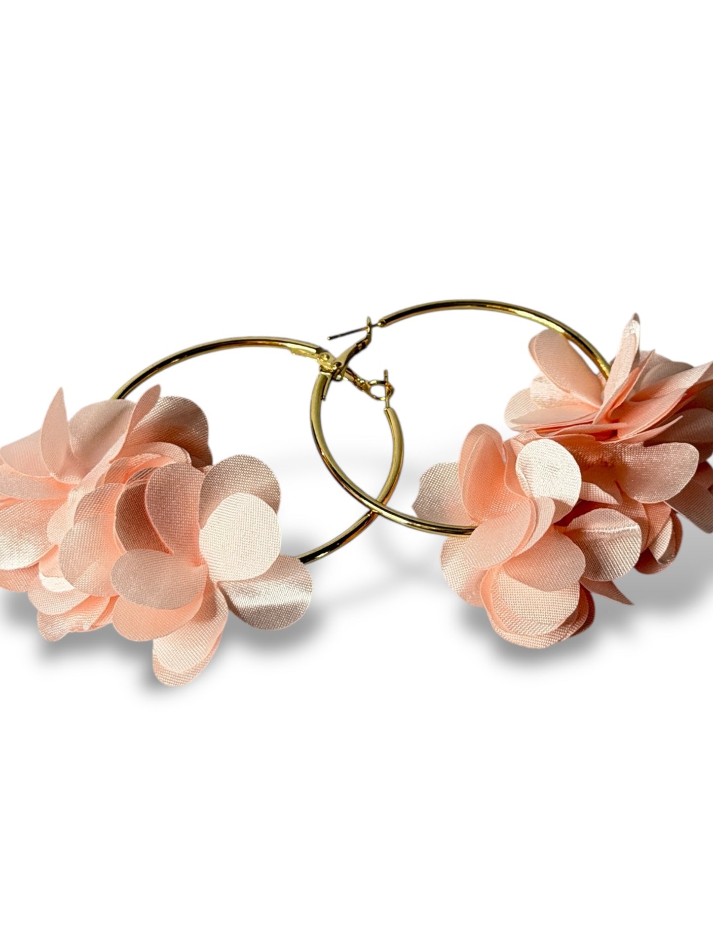 LOLITA - BOUCLES D'OREILLES CREOLES AVEC FLEUR ROSE
