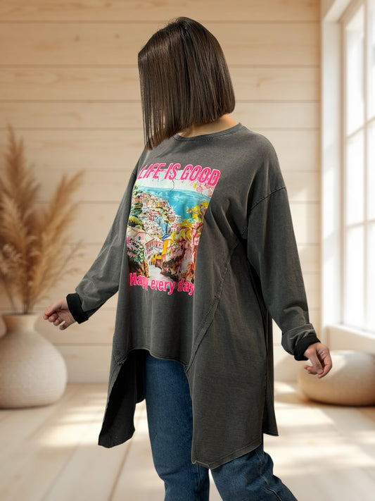 HAPPY - SWEAT OVERSIZE JUSQU'A LA TAILLE 50