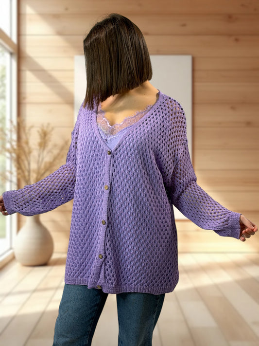 ROSANA - GILET RESILLE LILAS JUSQU'A LA TAILLE 54