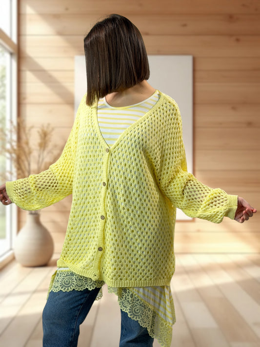 ROSANA - GILET RESILLE JAUNE JUSQU'A LA TAILLE 54