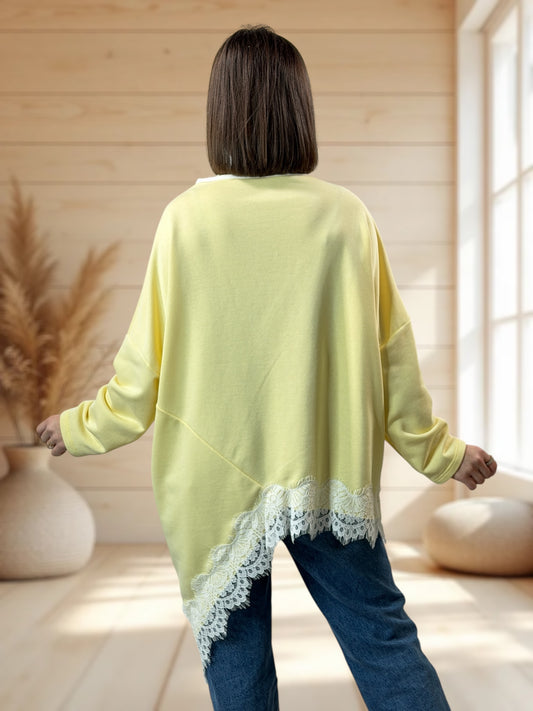 CAPRICE - SWEAT OVERSIZE JAUNE JUSQU'A LA TAILLE 52/54