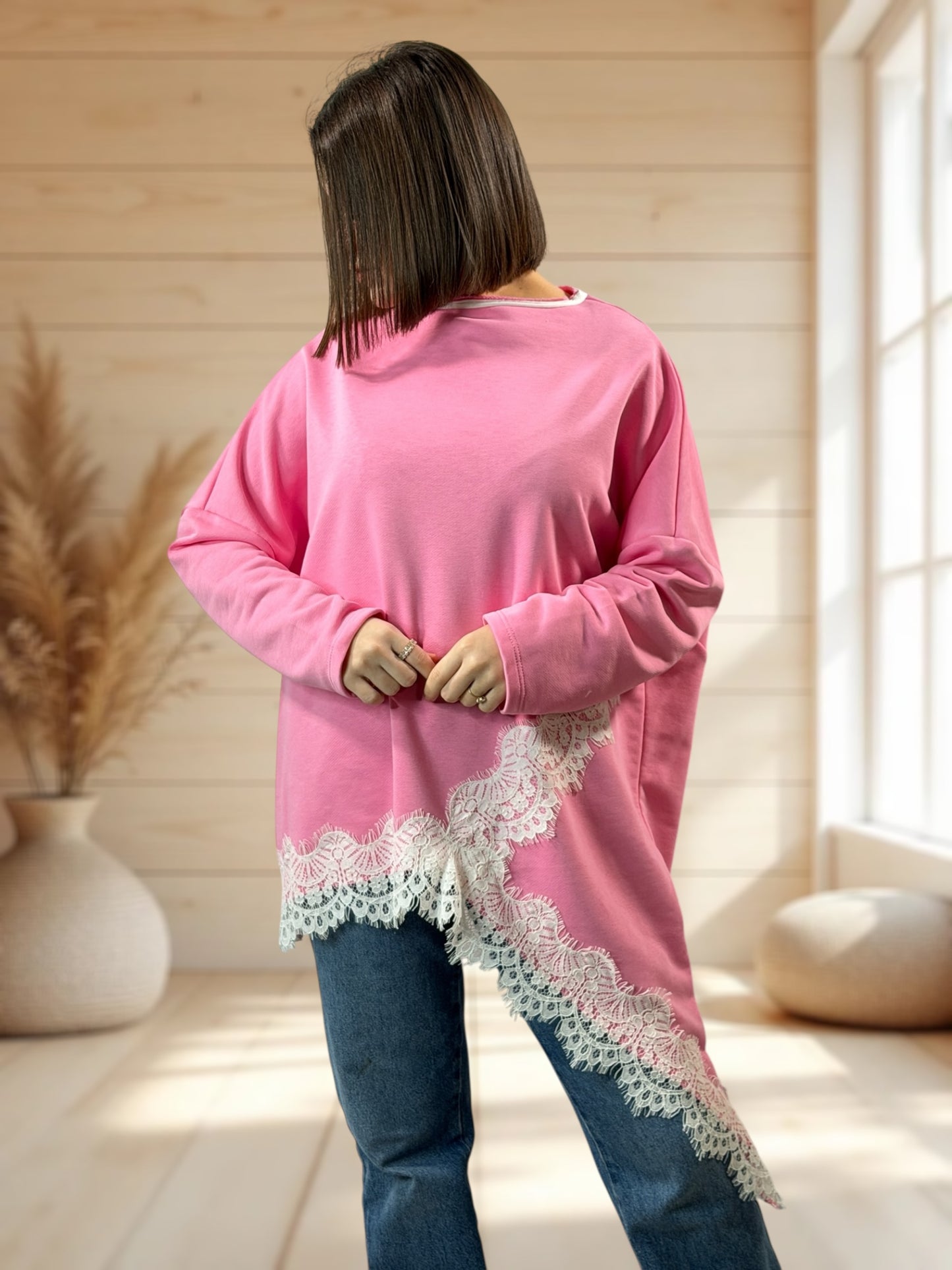 CAPRICE - SWEAT OVERSIZE ROSE JUSQU'A LA TAILLE 52/54