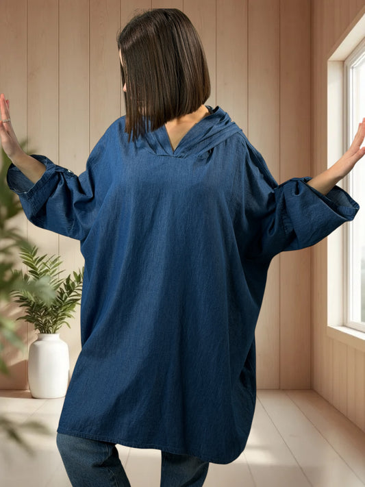 LOUANE - TUNIQUE A CAPUCHE OVERSIZE JUSQU'A LA TAILLE 58/60