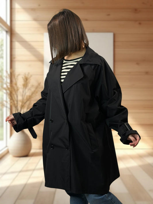 NATHY - TRENCH NOIR DEPERLANT TAILLE 48 A 56