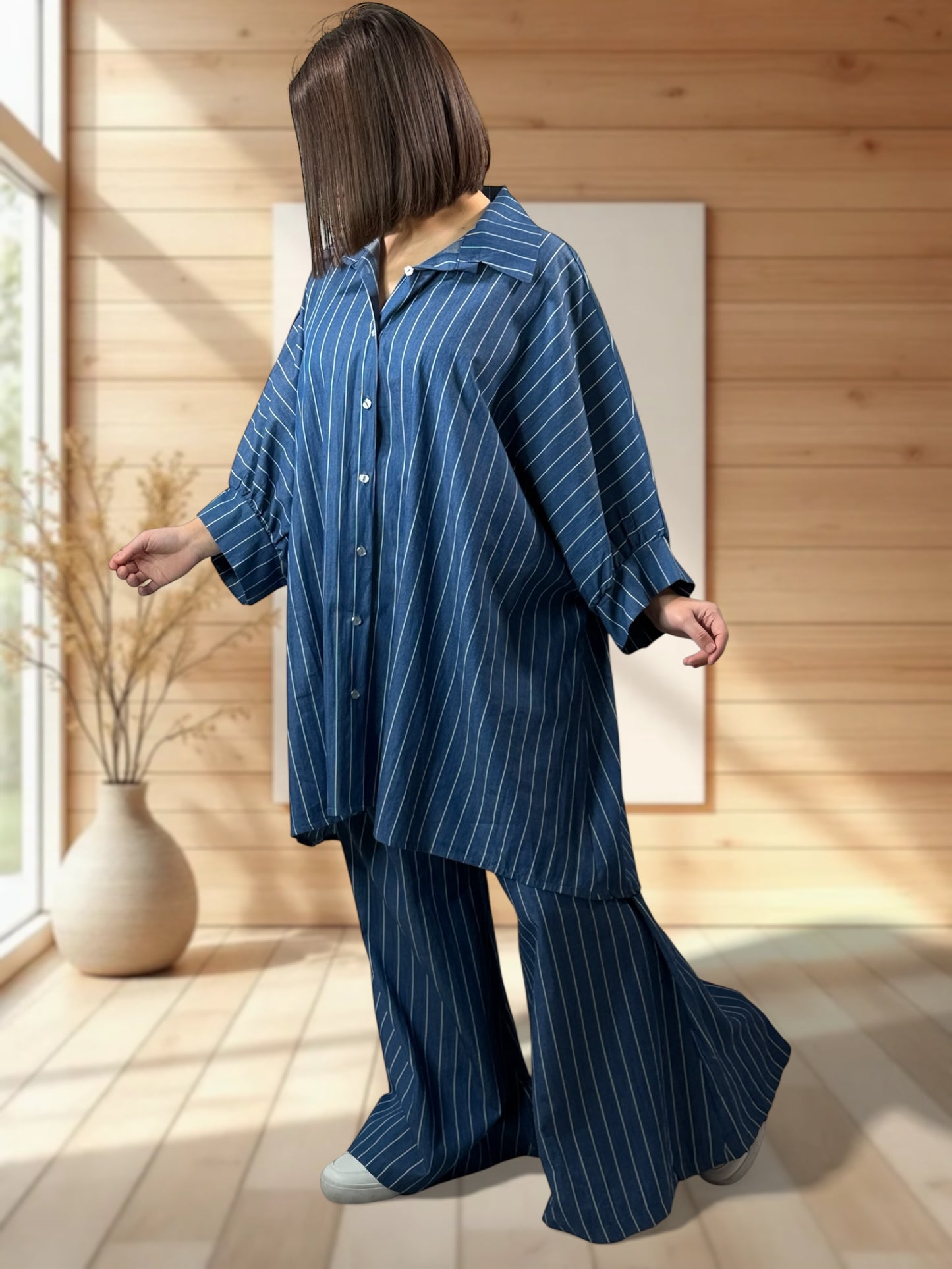 YANOU - PANTALON AMPLE A RAYURE TAILLE 46/48 A 52