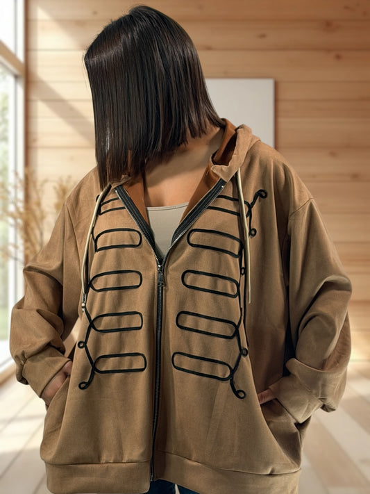 ANTONELLA - VESTE CAMEL EFFET DAIM JUSQU'A LA TAILLE 52/54