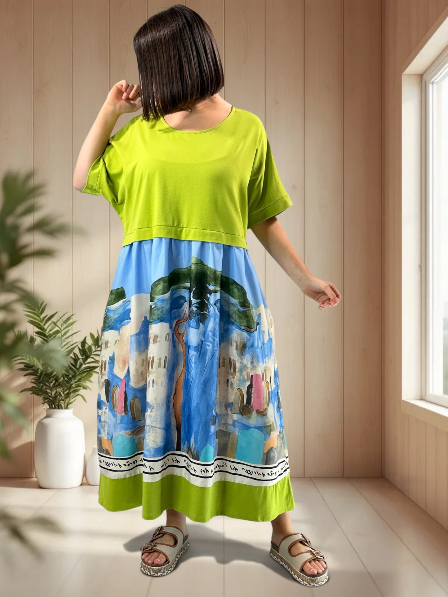 POLKA - ROBE VERTE A MOTIF JUSQU'A LA TAILLE 52