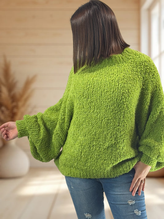 CAROLE - PULL OVERSIZE VERT JUSQU'A LA TAILLE 54/56