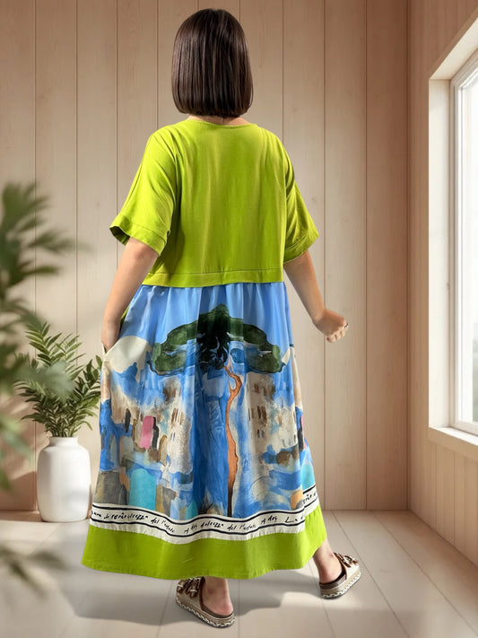 POLKA - ROBE VERTE A MOTIF JUSQU'A LA TAILLE 52