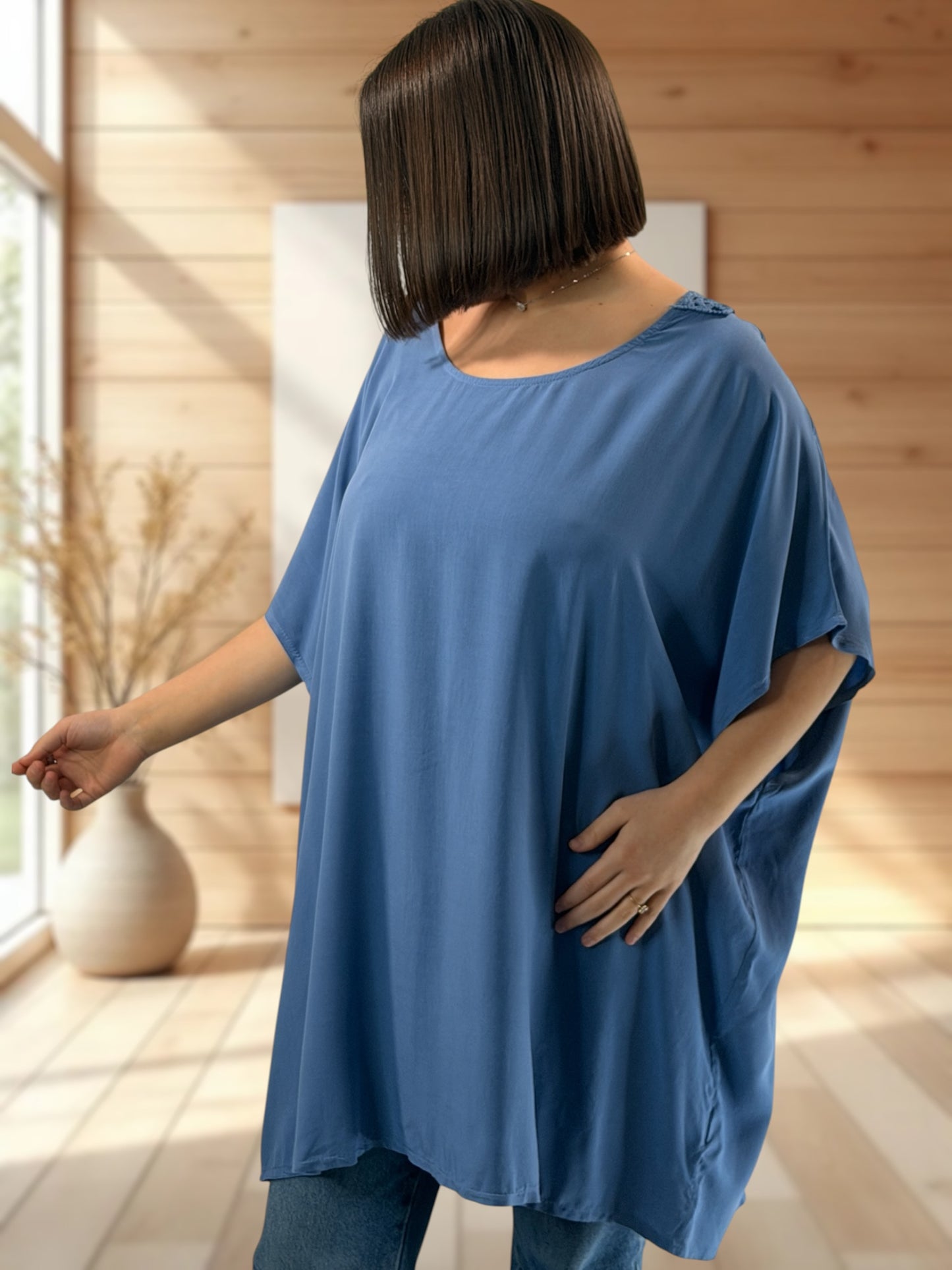 RAQUEL - TUNIQUE OVERSIZE BLEU JEAN JUSQU'A LA TAILLE 56