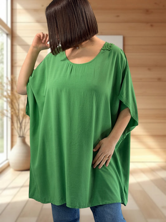 RAQUEL - TUNIQUE OVERSIZE VERTE JUSQU'A LA TAILLE 56