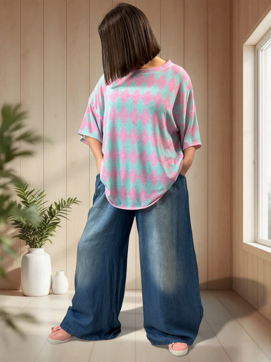 LUCKY - PANTALON FLUIDE EN JEAN TENCEL JUSQU'A LA TAILLE 50