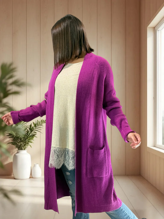 VANINA - GILET OVERSIZE FUCHSIA JUSQU'A LA TAILLE 50/52