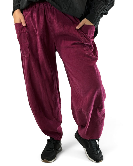 BASTIEN - PANTALON EN VELOURS MILLERAIE BORDEAUX JUSQU'A LA TAILLE 52