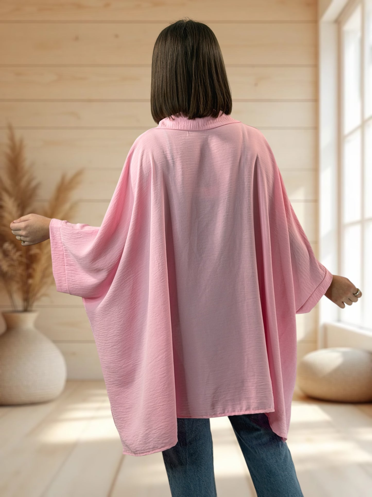 LUCYLOU - TUNIQUE ROSE OVERSIZE AVEC STRASS JUSQU'A LA TAILLE 60