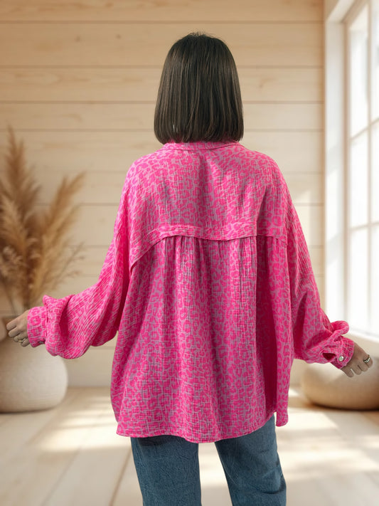 VALENTINA - BLOUSE EN GAZE DE COTON JUSQU'A LA TAILLE 50/52