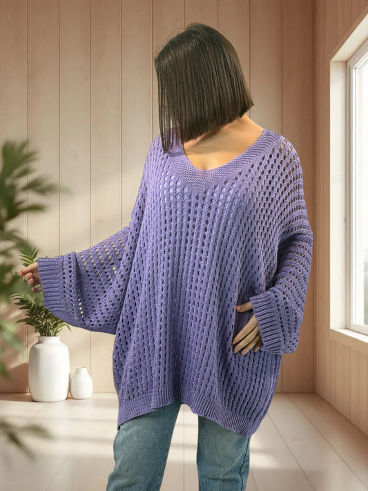 BERLINGOT - PULL RESILLE LILAS JUSQU'A LA TAILLE 56/58