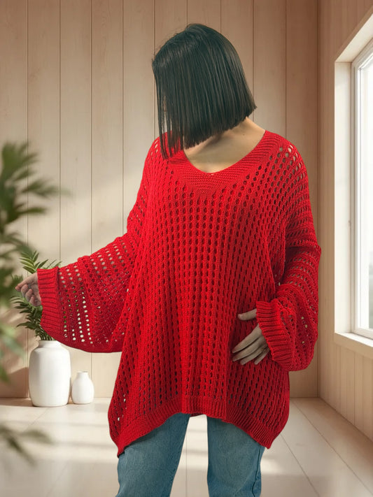 BERLINGOT - PULL RESILLE ROUGE JUSQU'A LA TAILLE 56/58